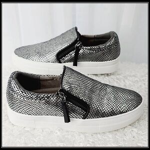 Not Rated Silver Metallic Slip-On Vans Sneakers 6.5